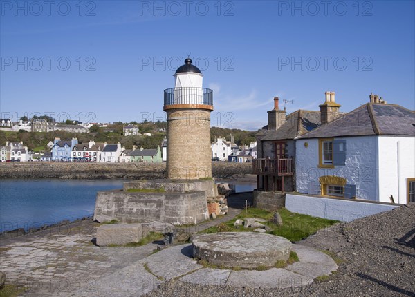 Lighthouse in seaside village