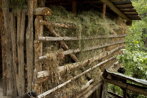 Traditional hay barn in village