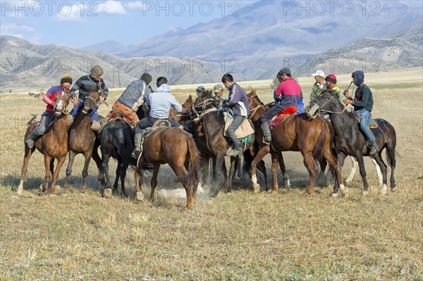 Traditional Kokpar or Buzkashi in the outskirts of Gabagly National Park