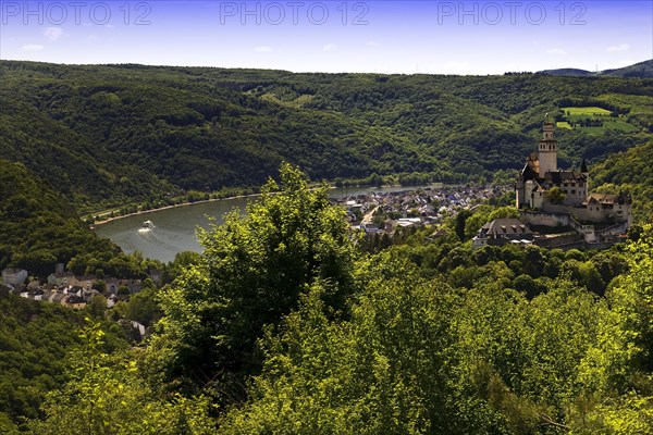 View of the Rhine Valley with Marksburg Castle