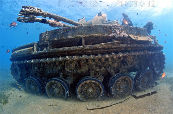 Sunken tank next to Seven Sisters dive site