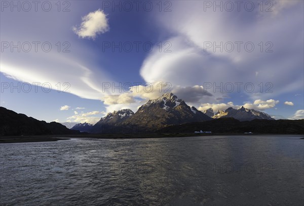 Cuernos del Paine and Lago Grey at sunset