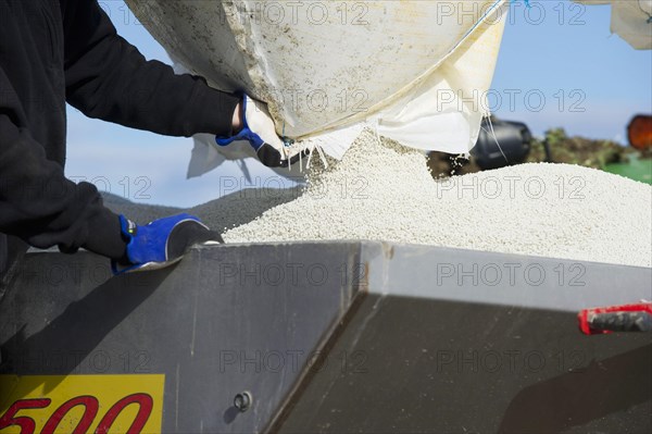 Filling the Bredal TX3500 spreader with granular fertiliser