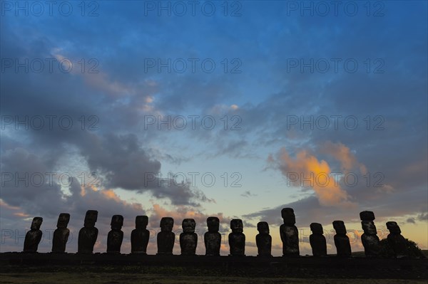 Ahu Tongariki at sunset