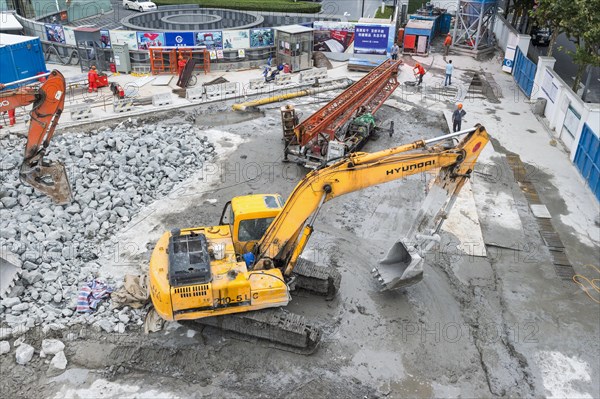 Excavation work in the Pudong financial district