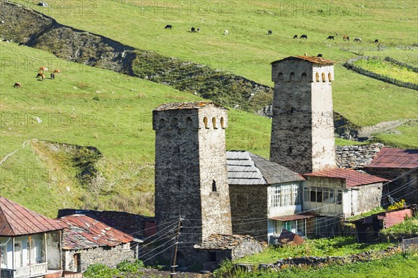 Traditional medieval Svanetian tower houses