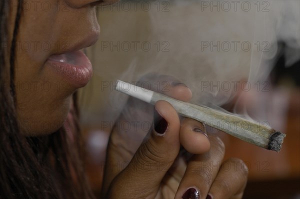 Marijuana smoking woman