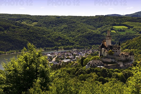 View of the Rhine Valley with Marksburg Castle