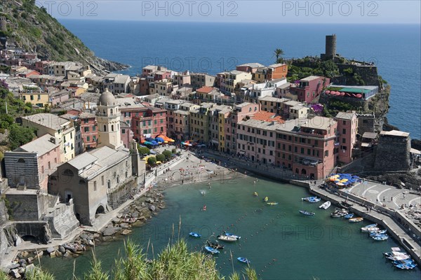 View of the coastal fishing town