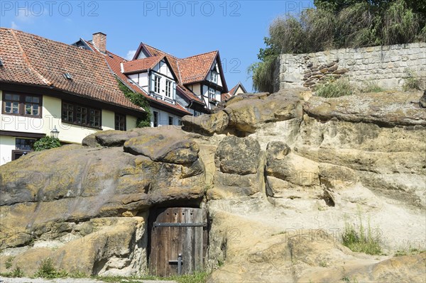 Half-timbered houses around Quedlinburg Castle