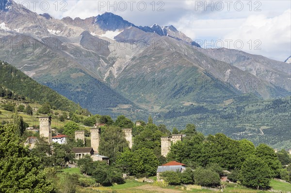 Traditional Svanetian Towers in the Shkhara Mountains