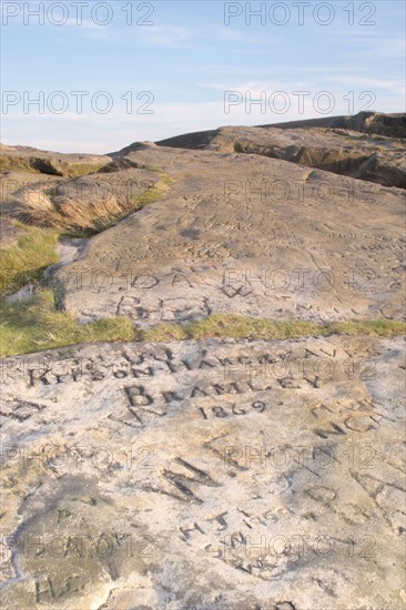 Victorian graffiti on Gritstone