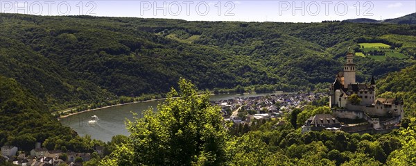 View of the Rhine Valley with Marksburg Castle