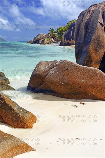 Beach and granite rocks at the dream beach Source d'Argent