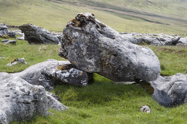 Ice Age boulders on limestone pavement