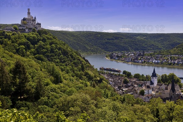 View of the Rhine Valley with Marksburg Castle