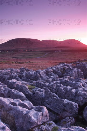 View of Ingleborough at sunset