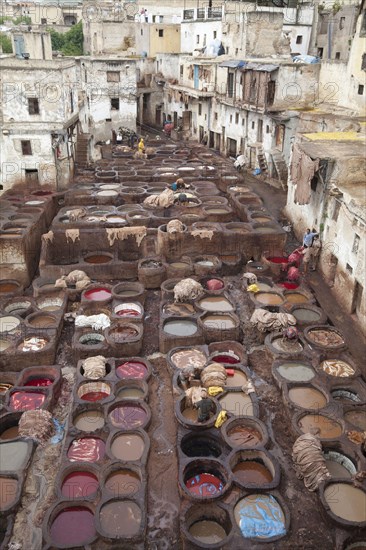 Leather tannery in city