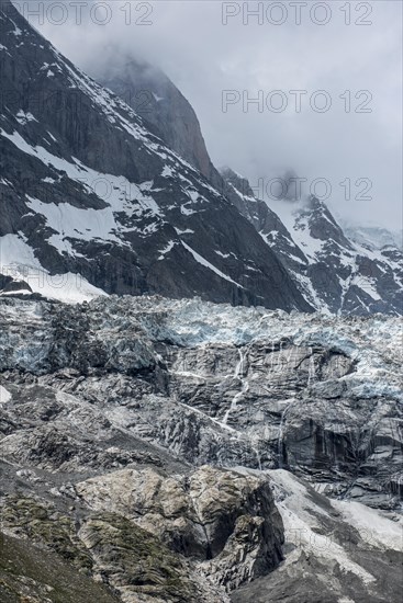 Retreat of the glacier in the Mont Blanc massif