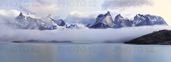 Sunrise over the Cuernos del Paine and Lago Pehoe