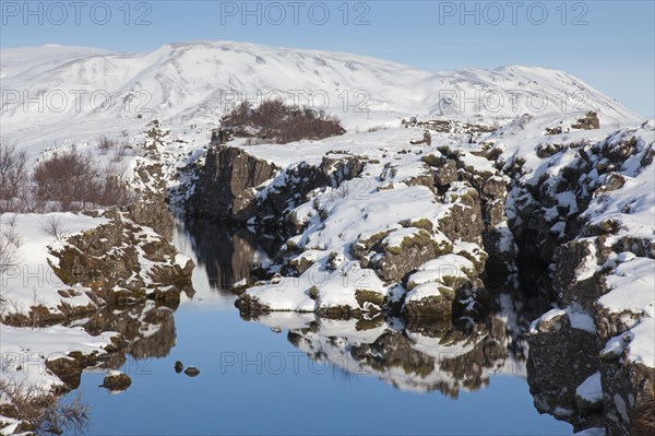 Nikulasargja Gorge in the snow in winter