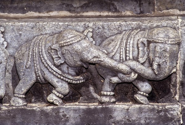 Bas-relief of Elephants in Chennakesava temple at Belur