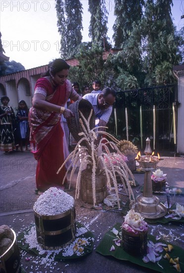 Cornucopia offerings to the deity in Trichurpooram festival