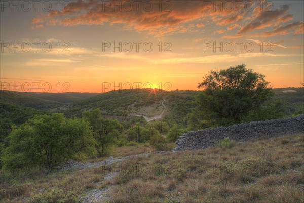 View of rural landscape at sunset