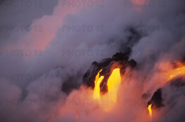 Lava flowing into ocean