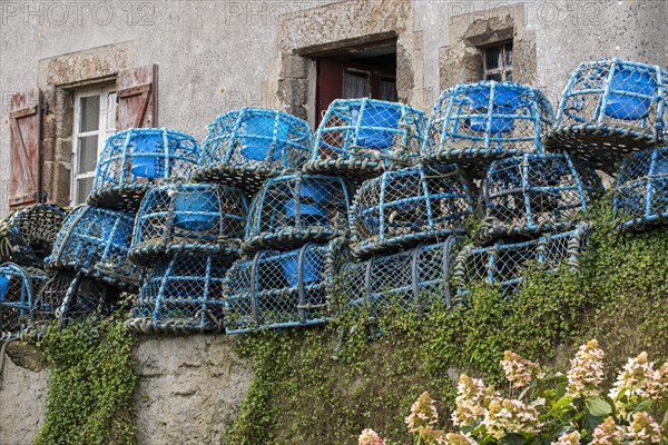 Blue lobster traps