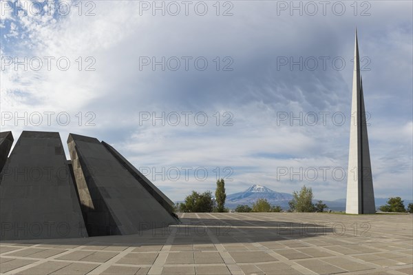 View over Yerevan and Mount Ararat from the Armenian Genocide Memorial Tsitsernakaberd