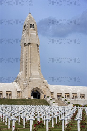 Douaumont Ossuary and Military Cemetery for French and German soldiers of the First World War who died in the Battle of Verdun