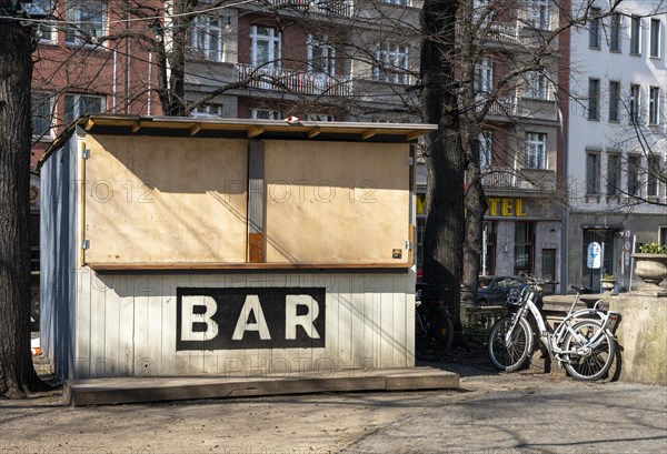 Wooden hut with bar