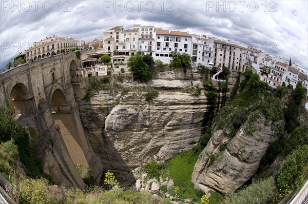 Houses on side of gorge