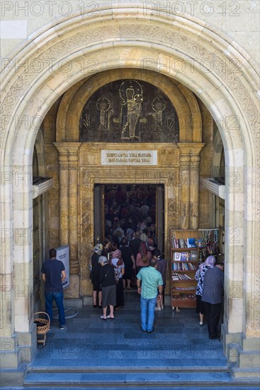 People enter the Sioni Cathedral