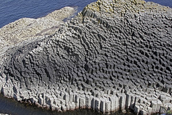 Coastal hexagonal basalt rock formations