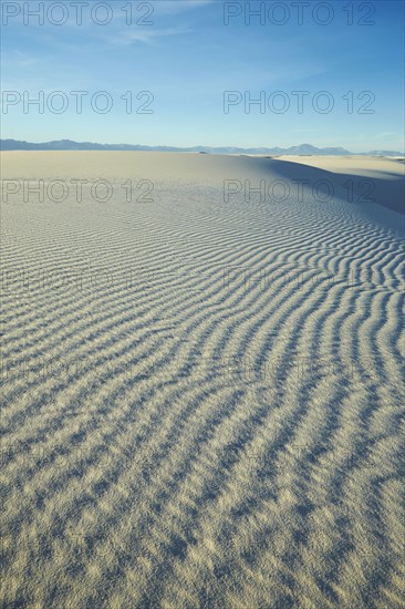 View of gypsum dunes with windblown ridges