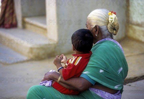 Grandmother and Granddaughter in Kalpathy near Palakkad