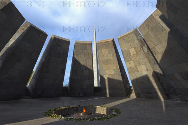 Armenian Genocide Monument Tsitsernakaberd with Eternal Flame