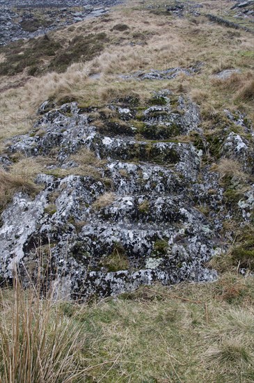 Worn stairway in abandoned slate mine