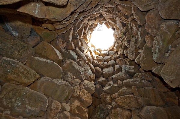 Interior view of the tower of the nuraghe La Prisgiona