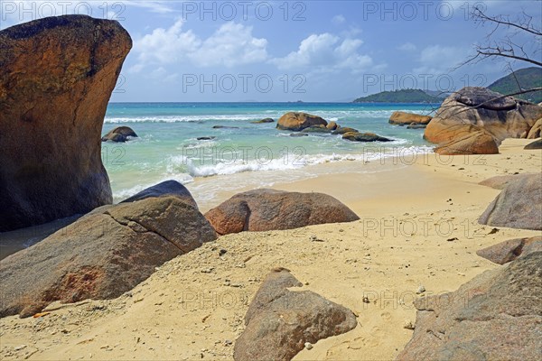 Beach and granite rocks of Anse Boudin