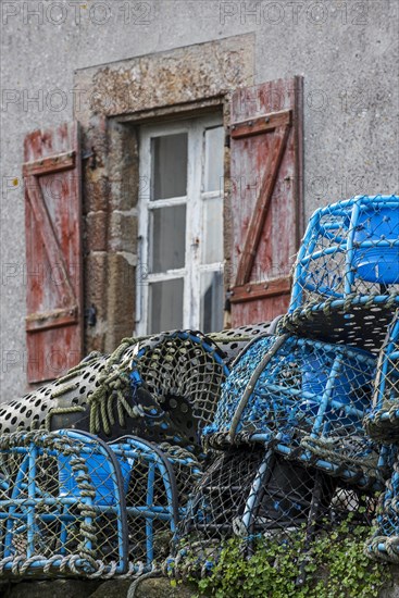 Blue lobster traps