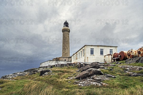 Ardnamurchan lighthouse and storage tanks for compressed air for foghorn at Ardnamurchan Point