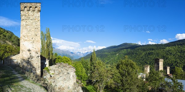 Traditional Svanetian Towers in the Shkhara Mountains