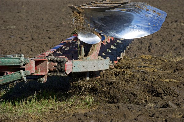 Close-up of a reversible plough