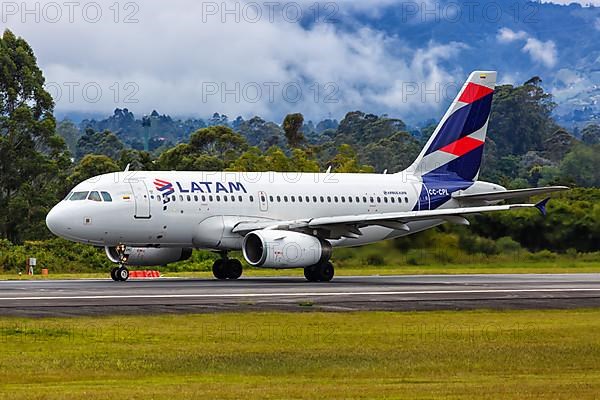 A LATAM Airbus A319 aircraft with registration CC-CPL at Medellin Rionegro Airport