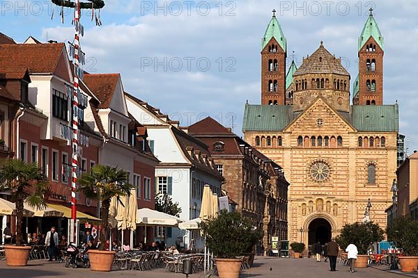 Pedestrian zone with cathedral Speyer Germany