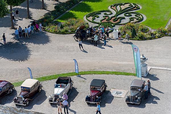 Schwetzingen Palace Park with classic cars