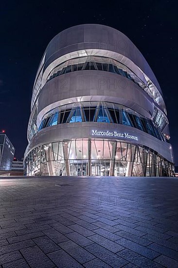 Mercedes Benz Museum building by night